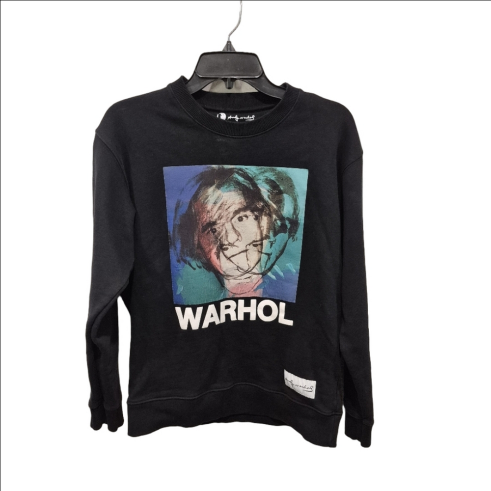 Zara Black Warhol Graphic Sweatshirt with Blue-Green Print